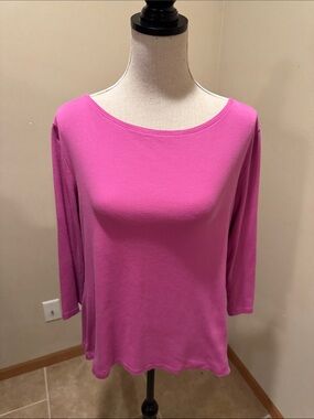 Talbots Fuchsia Boat Neck Long Sleeve Tee